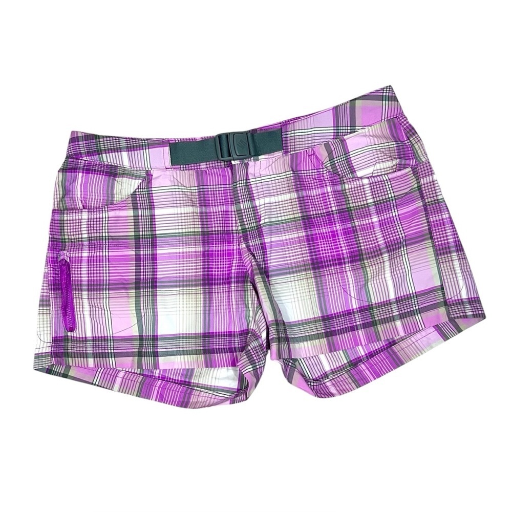 Columbia Omni-Wick Cross on Over UPF Magenta Plaid Hiking Athletic Shorts